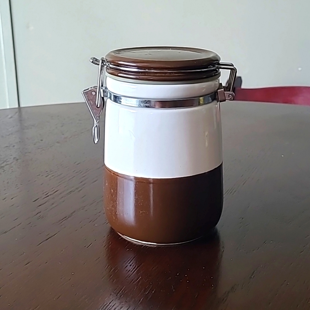 Bee House apothecary canister brown white excellent stash jar container holder !